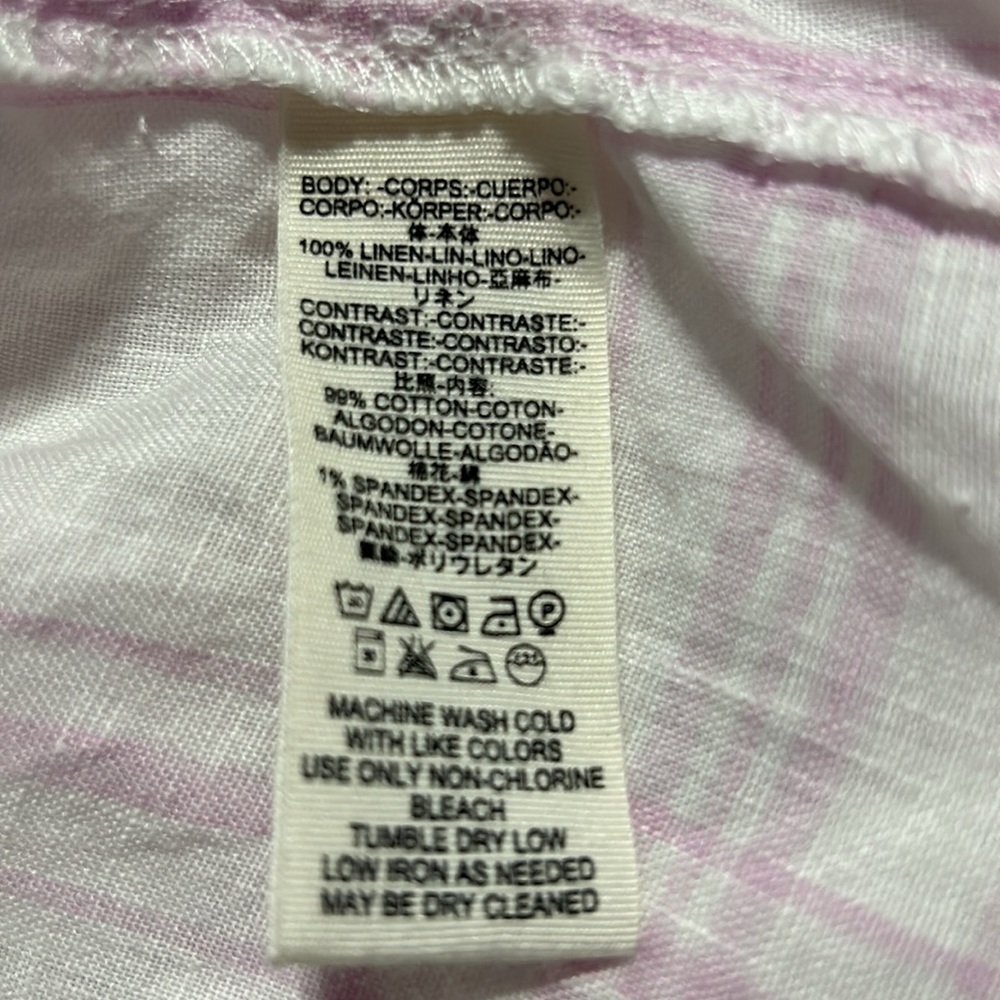 Free People Pink & White Linen Button Down Shirt - Picture 7 of 7